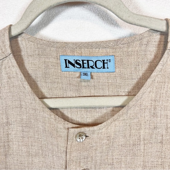 Inserch Premium Linen Yarn-Dye Ombre Long Sleeve Shirt Men's 3X Button Down - Picture 2 of 9